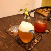Nice drinks - daily tea and ume juice at Rengetsutei in Tokyo