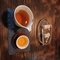 Oolong tea with coconut dessert  at Rengetsutei in Tokyo