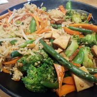 Buddahs Feast with added fried rice(no egg) at P.F. Chang's in Waco