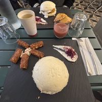 Bao burgers : Indian curry and spinach empanadas on top and Asian slaw with Croustillants Parmesan below.   at GardnLab in Lyon