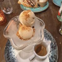 Vegan affogato with toasted hazelnuts   at Impasto in Worcester