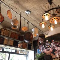 Hanging artwork at Rhoda in South West London