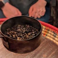 Freshly roasted coffee beans wafting in front of my face! at Rhoda in South West London