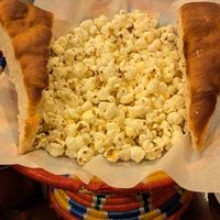 Cake and popcorn with the coffee at Rhoda in South West London