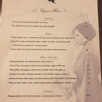 Vegan menu at Ladybird Restaurant & Bar in Main Beach