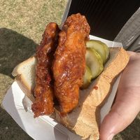 Hot honey chicken & fries at vegandale   at Lettuce Feast in Los Angeles