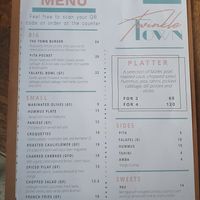 Current menu at 16th October 2022 at Twinkle Town  in Port Douglas