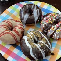 Plated vegan donuts  at Duck Donuts in Garden Grove