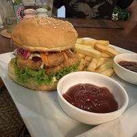 “Chicken” (tofu) burger   at Slam Dunk Sandwich Co in Siem Reap