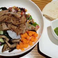 Soy meat crunchy bowl - dressing not vegan at California Pizza Kitchen - Coex in Seoul