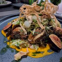 Brussel sprout and parsnip dish modified to vegan at Faubourg in Montclair