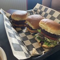 Vegan bbq pulled mushroom sliders (left 2) & Vegan falafel slider   at The Corner Kitchen in Concord