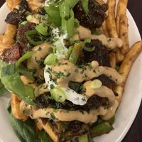 Mongolian Unbeef BBQ Potato Skins - no skins  at KraVegan in Jacksonville