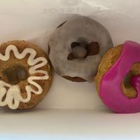Vanilla Cake, Red Velvet and Prickly Pear at Bristol Doughnut Company in Albuquerque