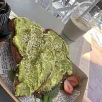 Avo toast and protein vegan smoothie   at Olakino Noosa Heads in Noosa Heads