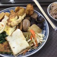 Full plate - about $4 US. at Qian Ye Vegetarian in Kaohsiung