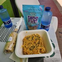 Tofu bacon wrap and Mac & Cheeze!!! at La Línea Verde in La Linea De La Concepcion