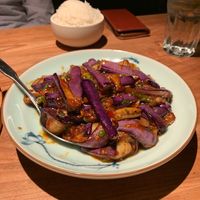 Eggplant with garlic sauce, so good!  at O Mandarin in Hartsdale