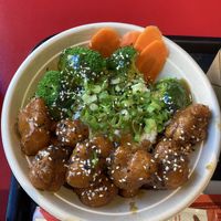 Orange cauliflower bowl   at Naughty Vegan Panda in Pasadena