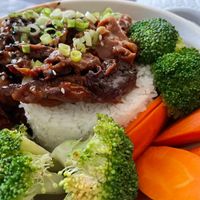 BBQ Beef bowl  at Naughty Vegan Panda in Pasadena