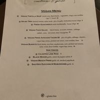 vegan menu  at Tu Madres Cantina & Grill in Indio