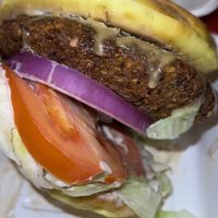 Yummy falafel burger  #Veganuary at Taheni in Lindenhurst