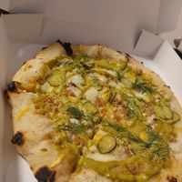 Dill pickle pizza at Portobello Road in Whitby
