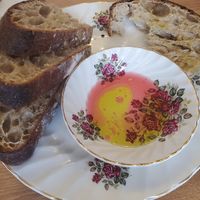 Sourdough bread with hemp oil & fruit sauce at Portobello Road in Whitby