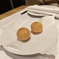 Knapperig balletje met mango saus (kregen we van het huis!) at Narasinga in Wassenberg