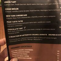 Menu  at Ilali in Wilderness