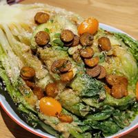 Grilled romaine salad with baba ganoush at Peaches Gastro Girls in Warsaw