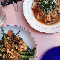 Gnocchi and beans. at Peaches Gastro Girls in Warsaw