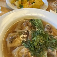 Wontons and polenta  at Peaches Gastro Girls in Warsaw
