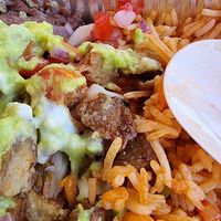 Smoked Vegan Meat Burrito Bowl at Ulu Dos Tres Taco in Zanzibar