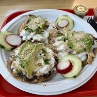 Sopes with carnitass  at El Veganito in La Mesa