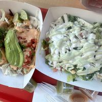 fish tacos, tacos de papa  at El Veganito in La Mesa