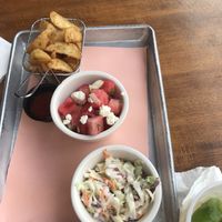 Vegan coleslaw and watermelon & feta at San Juan Smokehouse in San Juan