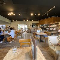 Main dining area viewed from seating  at Cafe Slow in Tokyo