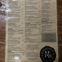Menu as of August 7th 2022 - only 1 veg option  at Mansfield Hotel in Mansfield