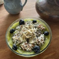 Green smoothie bowl at Cafe Corazon in Troncones
