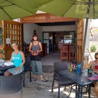 Shelly , the owner and Mary. at Cafe Corazon in Troncones