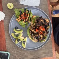 Mushroom toast (vegan)  at Cafe Corazon in Troncones