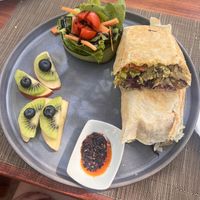 Vegan breakfast burrito  at Cafe Corazon in Troncones