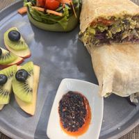 Vegan breakfast burritoos  at Cafe Corazon in Troncones