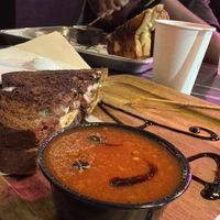 Vegan Grilled cheese and tomato soup. Yum!  at The Grilled Cheese Gallery in St Augustine