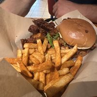 Chickn sando w masala fries 🔥🔥  at Gora's Grill in Ypsilanti