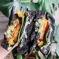 Falafel hummus charcoal sarnie  at Brew Twenty Three in Shirley