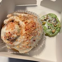 Strawberry roll and pistachio cookie at Three Girls Vegan Creamery - Downtown in Guilford
