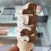 Vanilla chocolate twist cone  at Three Girls Vegan Creamery - Downtown in Guilford