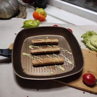 жарим сосисы на гриле до золотистой корочки  at Lya Vegan! - Ля Веган! in Kharkiv